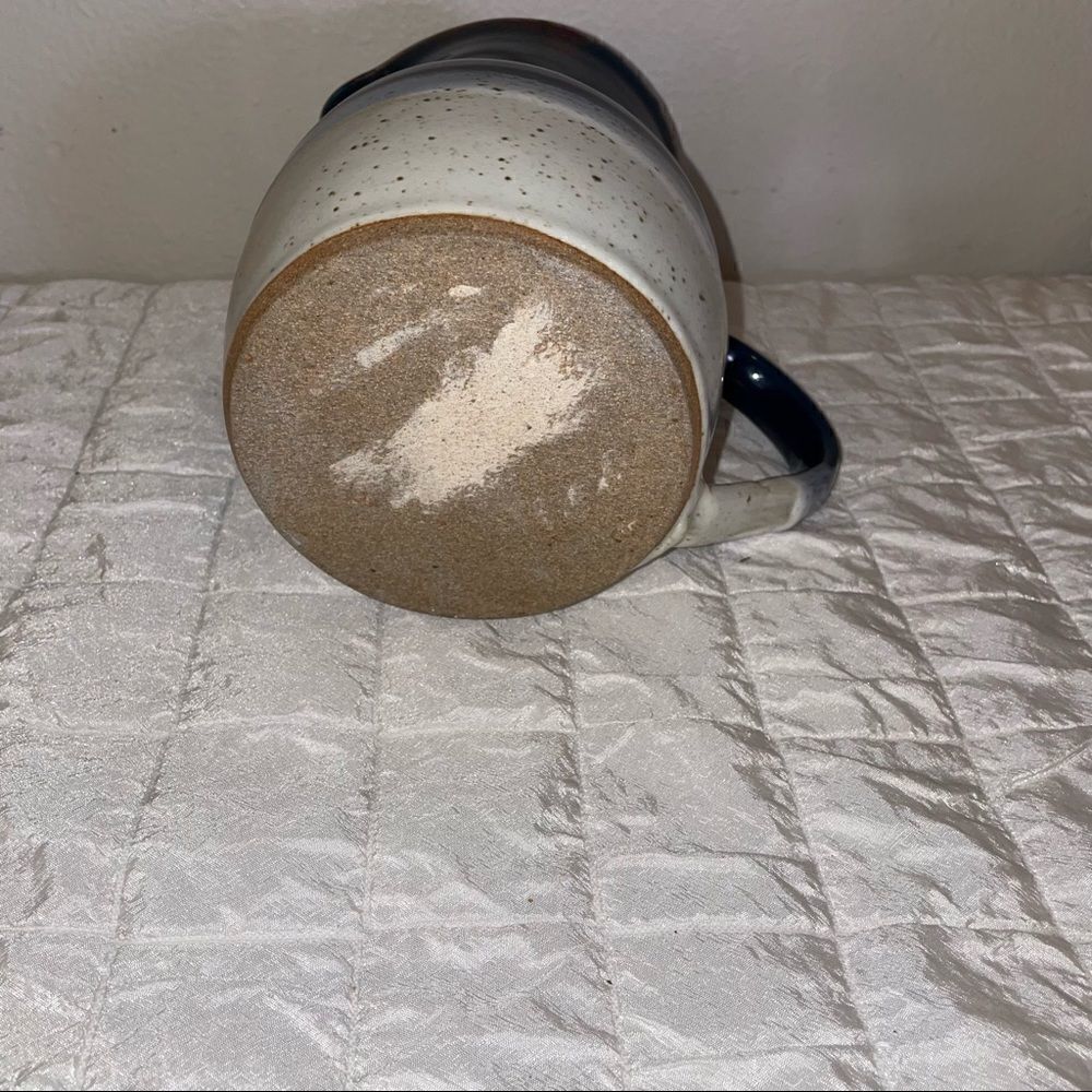 HANDMADE RUSTIC POTTERY pitcher in violets-off white - Picture 9 of 9